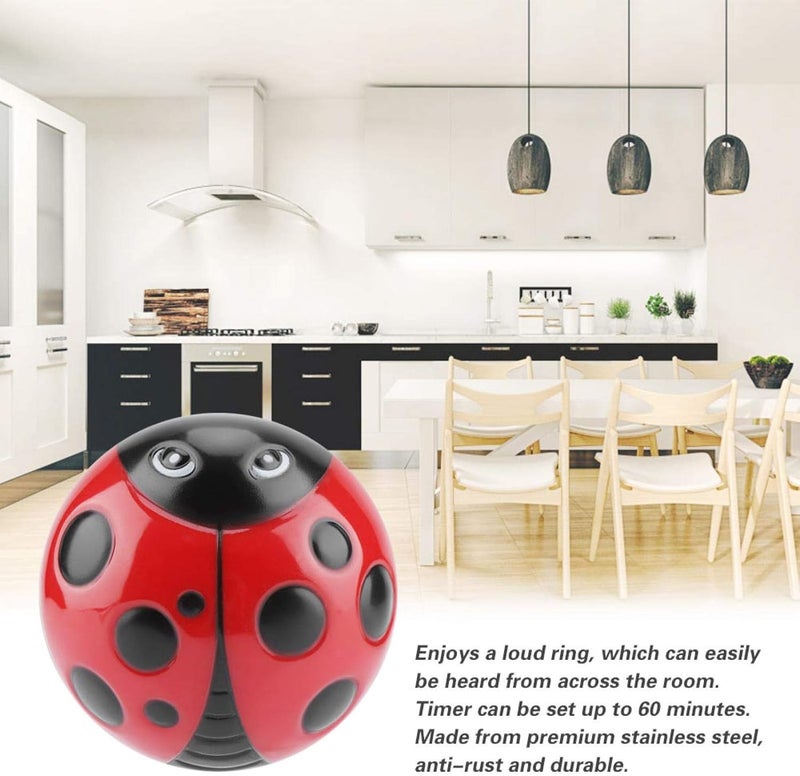woobles Ladybug Timer, Ladybug Machinery Timers for Women Man 60 Minutes Mechanical Kitchen Cooking Timer for Teaching,Learning, Baking Kids Classroom Alarm - Image 3